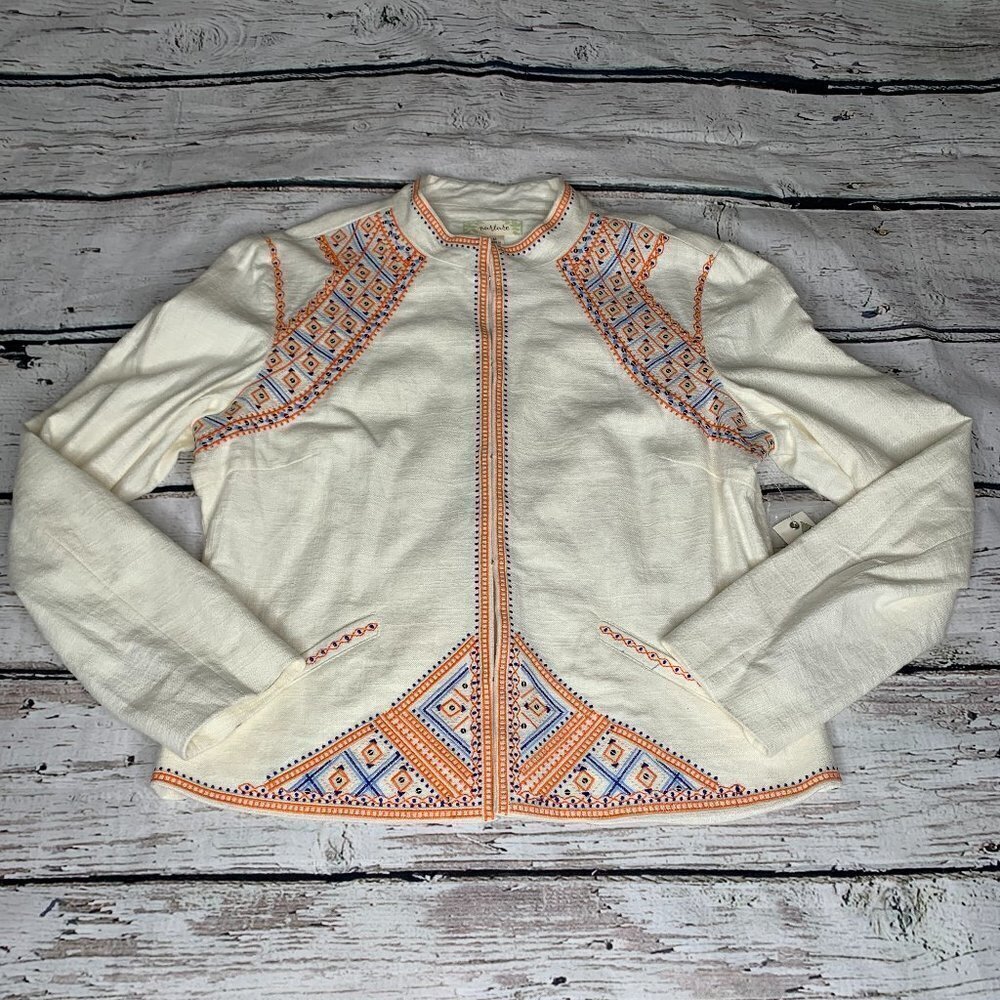 NWT Nurture Ivory Aztec Embroidered Blazer Size M - Picture 1 of 11